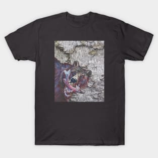 Majestic Grizzly Bear Art on Birch Bark - Wildlife Painting T-Shirt